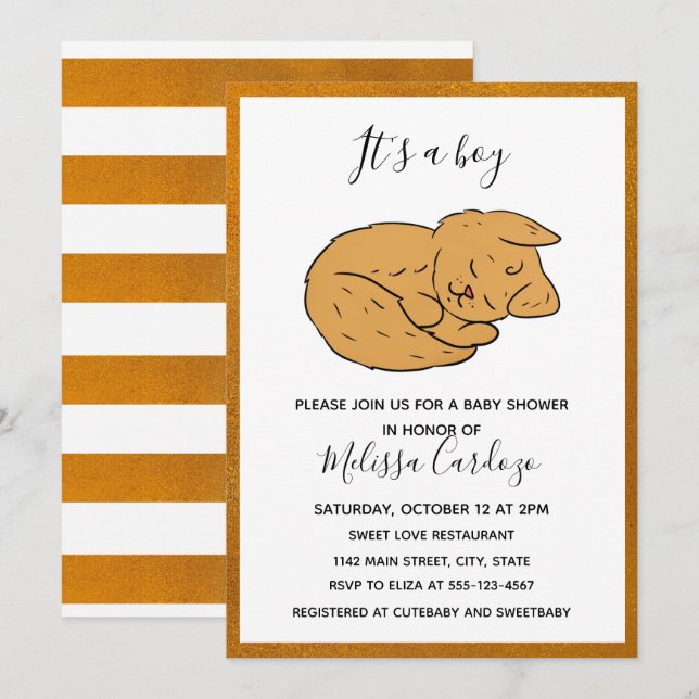 Invitación a Baby Shower de un simple Personalizad (Anverso / Reverso)