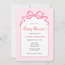 Invitación a Baby Shower de una bebé de raza rosa