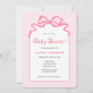 Invitación a Baby Shower de una bebé de raza rosa