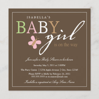Invitación a Baby Shower de una niña bebé cuadrada