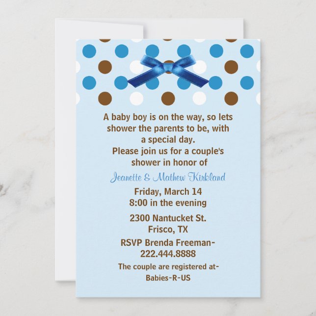 Invitación a Baby Shower de una pareja de niños (Anverso)