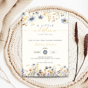 Invitación a Baby Shower de una pequeña florecita 