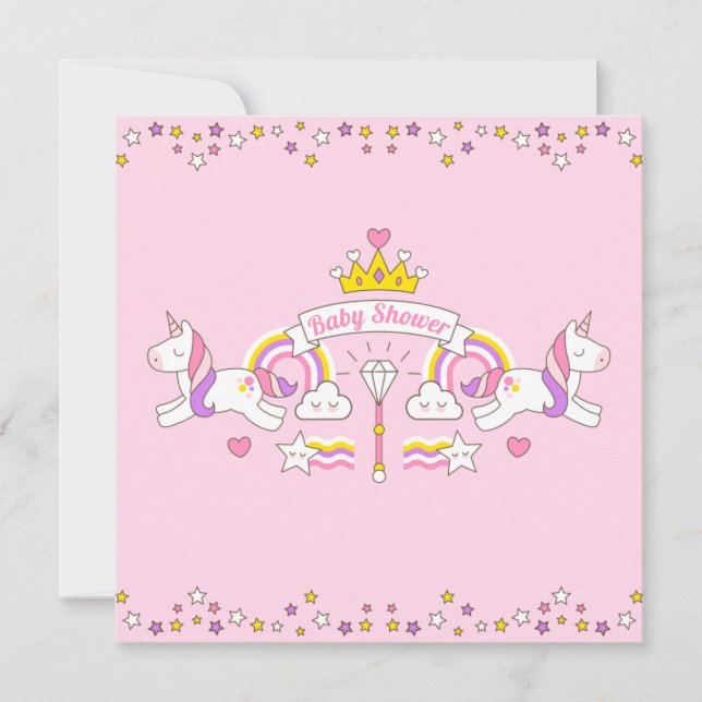 Invitación a Baby Shower de Unicorn (Anverso)