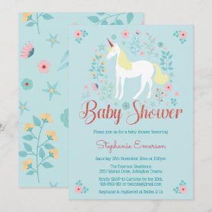 Invitación a Baby Shower de Unicorn Rosa Gold Purp