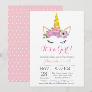Invitación a Baby Shower de Unicornio Floral