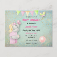 Invitación a Baby Shower de unicornio/mariposas