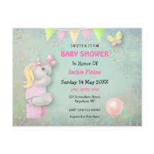 Invitación a Baby Shower de unicornio/mariposas