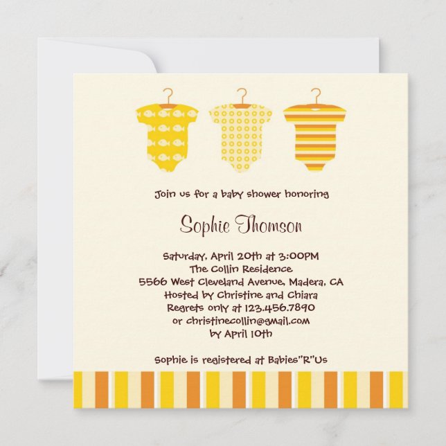 Invitación a Baby Shower de Unisex (Anverso)