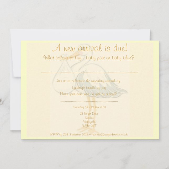 Invitación a Baby Shower de Unisex - Niño o Chica (Anverso)