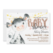 Invitación a Baby Shower de vaca, Boy, Farm