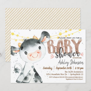 Invitación a Baby Shower de vaca, Boy, Farm
