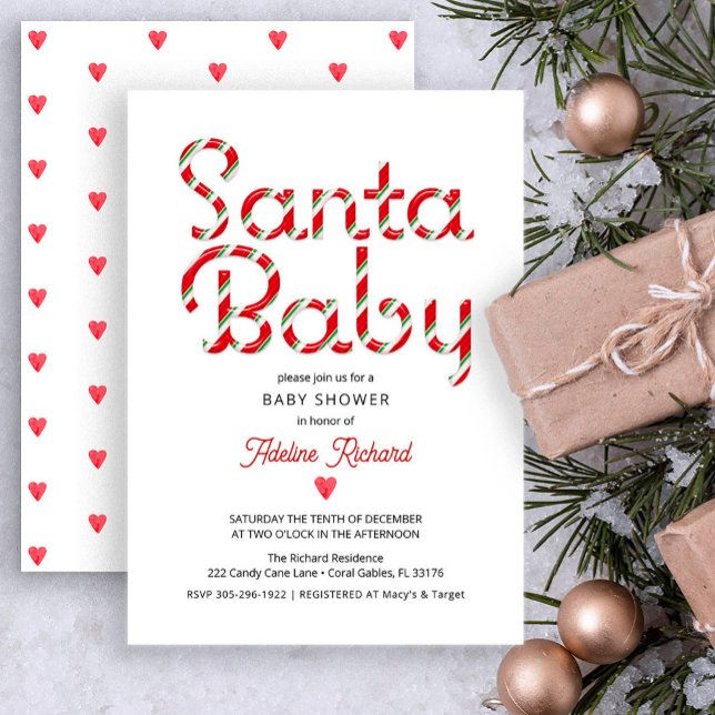 Invitación a Baby Shower de vacaciones para bebés  (Red Modern Christmas Baby Shower Invitation)