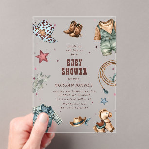 Invitación a baby shower de vaquero azul western r