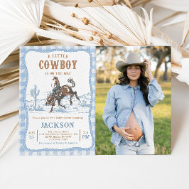Invitación a baby shower de vaquero occidental azu