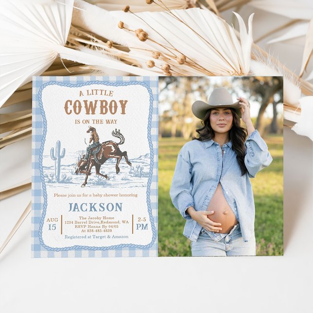 Invitación a baby shower de vaquero occidental azu (Subido por el creador)
