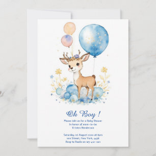 Invitación a Baby Shower de venado acuarela