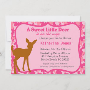 Invitación a Baby Shower de venado con bebé lindo
