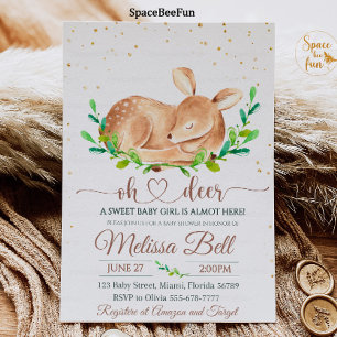 Invitación a Baby Shower de venados de bosque