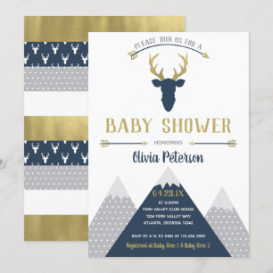 Invitación a Baby Shower de venados de Woodland, R