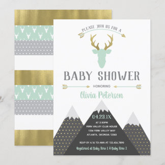 Invitación a Baby Shower de venados de Woodland, R