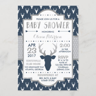 Invitación a Baby Shower de venados de Woodland, R