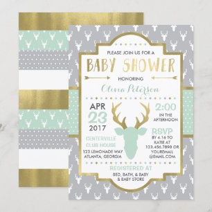 Invitación a Baby Shower de venados de Woodland, R