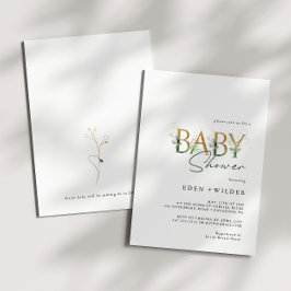 Invitación a Baby Shower de Verdor y Oro
