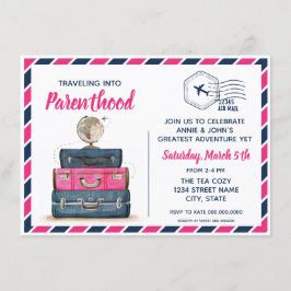 Invitación a Baby Shower de viajes con revelación 