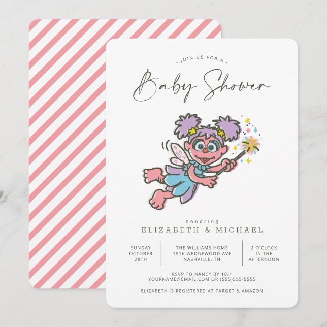Invitación a Baby Shower de Vintage Abby Cadabby (Anverso / Reverso)