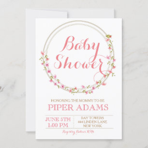 Invitación a Baby Shower de Vintage Floral Rubor