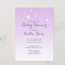 Invitación a Baby Shower de Violet Moon Star Chica