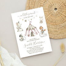 Invitación a Baby Shower de Watercolor Circus Anim