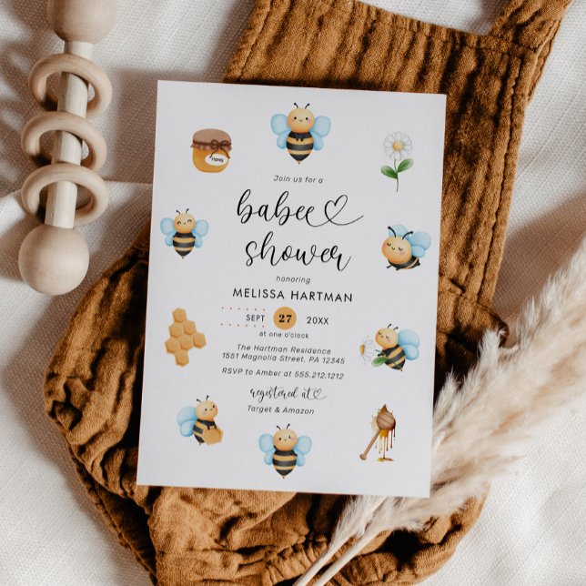Invitación a Baby Shower de Watercolor Honey Bee (Subido por el creador)