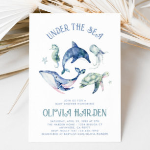 Invitación a Baby Shower de Watercolor Ocean