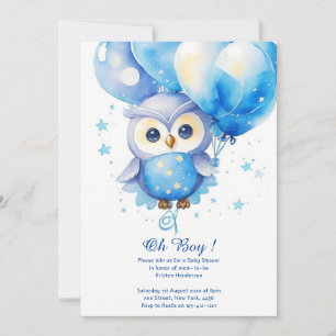 Invitación a Baby Shower de Watercolor Owl Boy