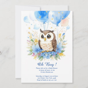 Invitación a Baby Shower de Watercolor Owl Boy