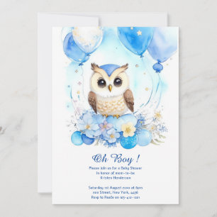 Invitación a Baby Shower de Watercolor Owl Boy