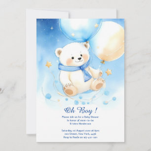 Invitación a Baby Shower de Watercolor Polar Bear 