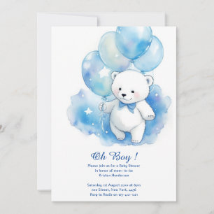 Invitación a Baby Shower de Watercolor Polar Bear 