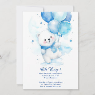 Invitación a Baby Shower de Watercolor Polar Bear 