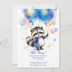 Invitación a Baby Shower de Watercolor Raccoon