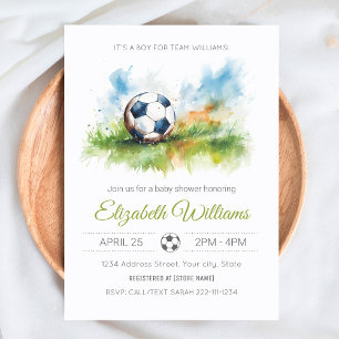 Invitación a Baby Shower de Watercolor Soccer