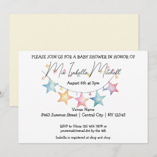 Invitación a Baby Shower de Watercolor Stars