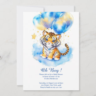Invitación a Baby Shower de Watercolor Tiger Boy