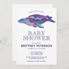 Invitación a Baby Shower de Watercolor Whale Boy