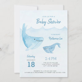 Invitación a Baby Shower de Watercolor Whale Ocean