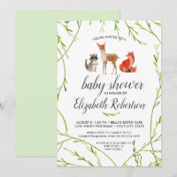 Invitación a Baby Shower de Watercolor Woodland An