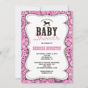 Invitación a Baby Shower de Western Pink Bandanna