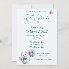 Invitación a Baby Shower de Westie and Balloons