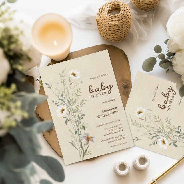 Invitación a Baby Shower de Wildflower Blossom Wal (Wildflower Blossom Walk Baby Shower Invitation)